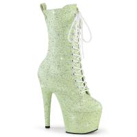ADORE-1040GR Pleaser vehan high heels platform ankle boot mint multi glitter