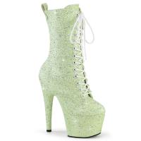 ADORE-1040GR Pleaser Damen High Heels Plateaustiefeletten mint Multi Glitter