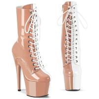 ADORE-1040TT Pleaser high heels platform two tone ankle boot blush white patent