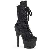 ADORE-1045VEL Pleaser Damen High Heels Stiefeletten inkl. Plateauschutz schwarz Samt