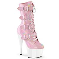 ADORE-1046TT Pleaser vegan high heels two tone ankle boot baby pink holo white patent