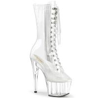 ADORE-1050C Pleaser transparent high heels platform mid calf boot clear