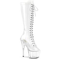 ADORE-2020C Pleaser vegane Damen High Heels transparente Schnür Plateaustiefel