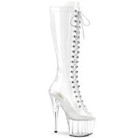 ADORE-2021C Pleaser vegan peep toe high heels platform transparent knee boot