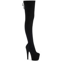 ADORE-3008 Pleaser high heels pull-on thigh high boot stretch black suede