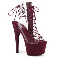 ADORE-700-30FS Pleaser High Heels Peep Toe Plateaustiefeletten klar burgund Samt