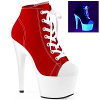 ADORE-700SK-02 Pleaser High-Heels Plateau Stiefeletten Sneaker rot weiß Neon