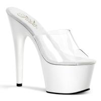 ADORE-701 Pleaser High-Heels Plateaupantoletten transparent klar weiß