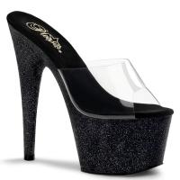 ADORE-701SDG Pleaser high heels platform slide mules clear black glitter