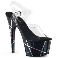 ADORE-708BMC Pleaser High Heels Sandal clear black multicolor foil streamers