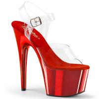 ADORE-708  Pleaser high heels platform ankle straps sandal clear red chrome