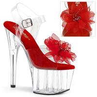 ADORE-708BFL Pleaser High Heels sandal clear red organza flower beads