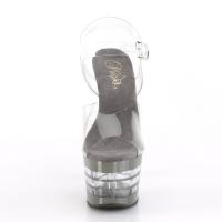 ADORE-708CHLN Pleaser high heels lined platform sandal clear pewter chrome