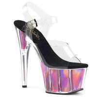 ADORE-708HGI Pleaser High-Heels Plateausandaletten klar pink holografische Effekte