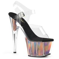 ADORE-708HGI Pleaser High-Heels Plateausandaletten rosegold holografische Effekte