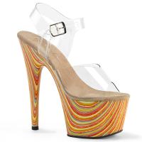 ADORE-708JB Pleaser Damen High Heels Plateausandaletten klar creme Multi Jawbreaker