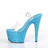 ADORE-708LG Pleaser high heels platform sandal clear aqua holographic multi glitter