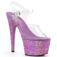 ADORE-708LG Pleaser High-Heels Plateausandaletten klar lavendel Multiglitter