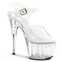 ADORE-708LS Pleaser high heels lined platform sandal clear rhinestone lines