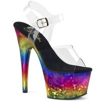 ADORE-708MRB Pleaser High-Heels Plateausandaletten metallic Regenbogenfarben