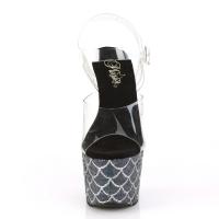 ADORE-708MSLG Pleaser High-Heels Platform Sandal clear black glitter