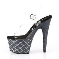 ADORE-708MSLG Pleaser High-Heels Platform Sandal clear black glitter