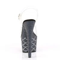 ADORE-708MSLG Pleaser High-Heels Platform Sandal clear black glitter