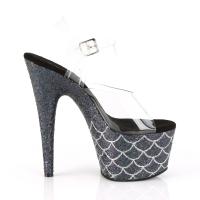 ADORE-708MSLG Pleaser High-Heels Platform Sandal clear black glitter