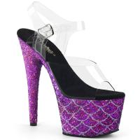 ADORE-708MSLG Pleaser High-Heels Platform Sandal clear purple glitter