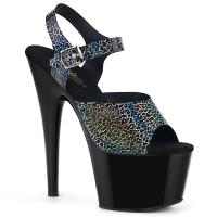 ADORE-708N-CK Pleaser High-Heels Sandaletten schwarz mit Riss-Hologrammen