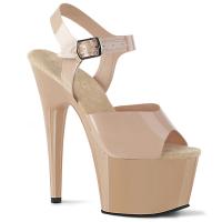 ADORE-708N Pleaser High-Heels Plateausandaletten creme weiche Riemchen