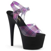 ADORE-708N-TAR Pleaser High-Heels Plateau Sandaletten Karo Muster klar pink schwarz