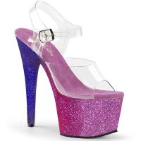 ADORE-708OMBRE Pleaser High-Heels Sandaletten clear fuchsia-blau glitter