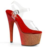 ADORE-708OMBRE Pleaser High-Heels Sandaletten clear rosegold rot glitter
