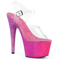 ADORE-708OMBRE Pleaser High-Heels Sandaletten clear pink-lavendel glitter
