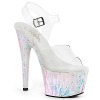 ADORE-708SPLA-2 Pleaser vegane Plateau Sandaletten splash Effekt klar weiß opal Hologramm