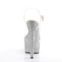 ADORE-708STAR Pleaser High Heels platform sandal clear silver glitter rhinestone stars