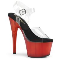 ADORE-708T Pleaser high heels platform ankle strap sandal clear red frost