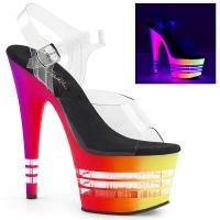 ADORE-708UVLN Pleaser High-Heels Plateau Sandaletten clear neon multicolor