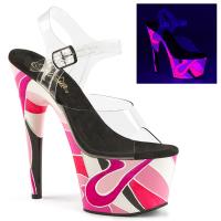ADORE-708UVR Pleaser High-Heels Plateausandaletten Mosaikdesign neon UV pink