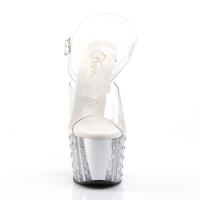 ADORE-708VLRS Pleaser High Heels lined platform sandal clear silver matte rhinestone