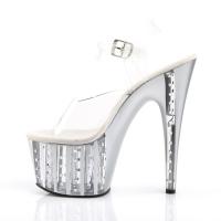 ADORE-708VLRS Pleaser High Heels lined platform sandal clear silver matte rhinestone
