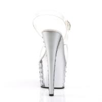 ADORE-708VLRS Pleaser High Heels lined platform sandal clear silver matte rhinestone