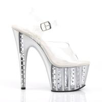 ADORE-708VLRS Pleaser High Heels lined platform sandal clear silver matte rhinestone