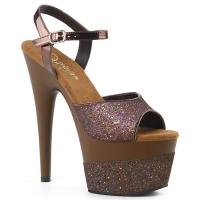 ADORE-709-2G Pleaser High Heels Platform Sandal coffee multi glitter