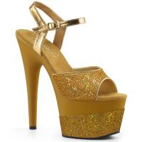 ADORE-709-2G Pleaser High Heels Platform Sandal gold multi glitter
