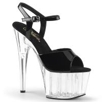 ADORE-709 Pleaser High-Heels Plateau Sandaletten schwarz Lack transparent