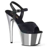 ADORE-709 Pleaser High Heels Platform Sandal black quilted silver chrome