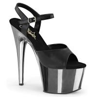 ADORE-709 Pleaser High Heels Platform Sandal black pu silver chrome