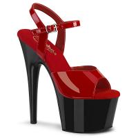 ADORE-709 Pleaser Stiletto High-Heels Riemchen Plateausandaletten rot schwarz Lack